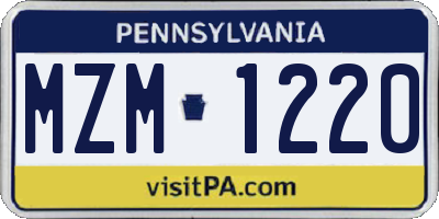 PA license plate MZM1220
