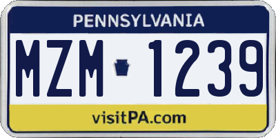PA license plate MZM1239