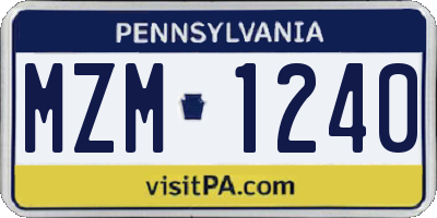 PA license plate MZM1240