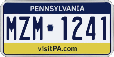 PA license plate MZM1241