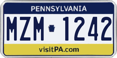 PA license plate MZM1242