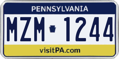 PA license plate MZM1244
