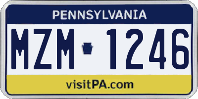 PA license plate MZM1246