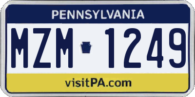 PA license plate MZM1249