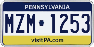 PA license plate MZM1253