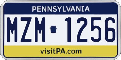 PA license plate MZM1256
