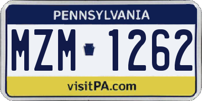PA license plate MZM1262