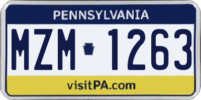 PA license plate MZM1263