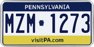 PA license plate MZM1273