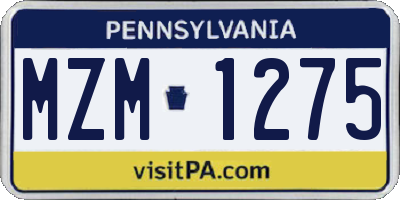 PA license plate MZM1275
