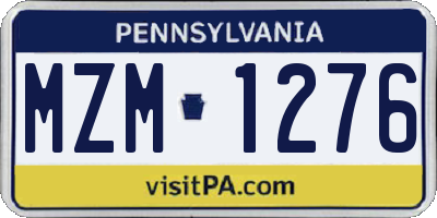 PA license plate MZM1276