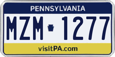 PA license plate MZM1277