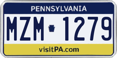 PA license plate MZM1279