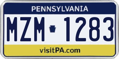 PA license plate MZM1283