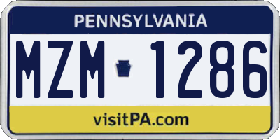 PA license plate MZM1286