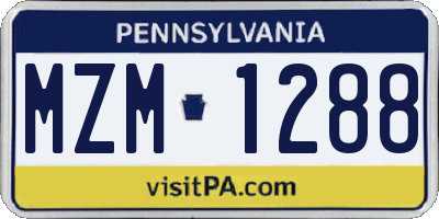 PA license plate MZM1288