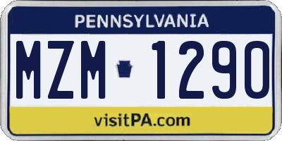 PA license plate MZM1290