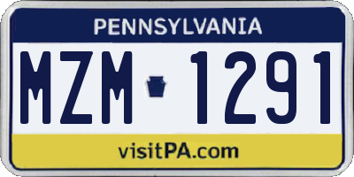 PA license plate MZM1291