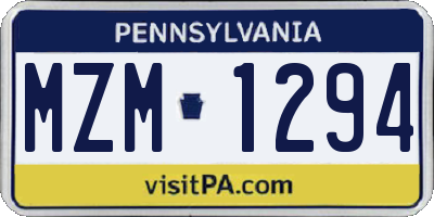 PA license plate MZM1294