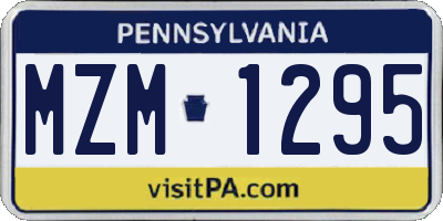 PA license plate MZM1295