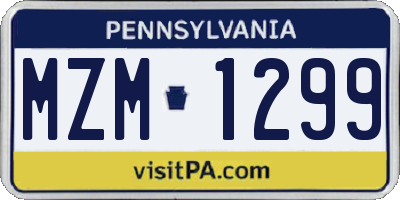 PA license plate MZM1299