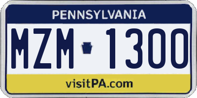 PA license plate MZM1300