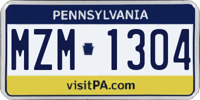 PA license plate MZM1304