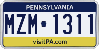 PA license plate MZM1311