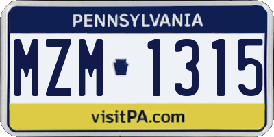 PA license plate MZM1315