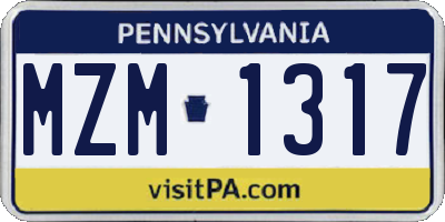 PA license plate MZM1317