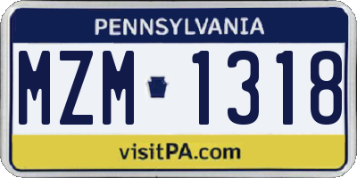 PA license plate MZM1318
