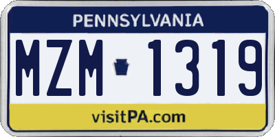 PA license plate MZM1319