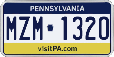 PA license plate MZM1320