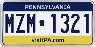 PA license plate MZM1321