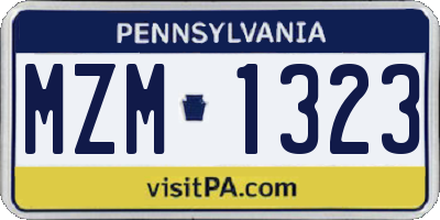 PA license plate MZM1323