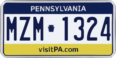PA license plate MZM1324