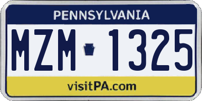 PA license plate MZM1325