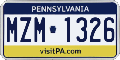 PA license plate MZM1326