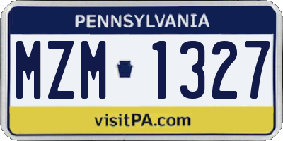 PA license plate MZM1327