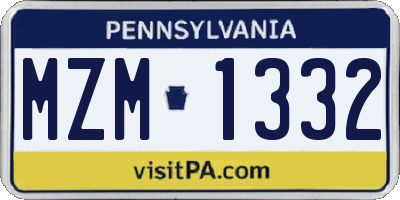 PA license plate MZM1332