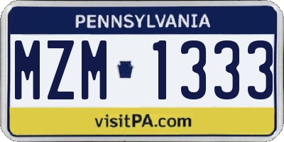 PA license plate MZM1333