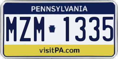 PA license plate MZM1335