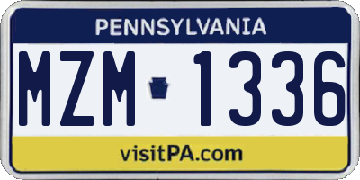 PA license plate MZM1336