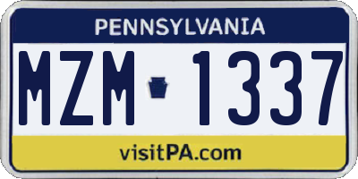 PA license plate MZM1337
