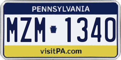 PA license plate MZM1340