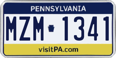 PA license plate MZM1341