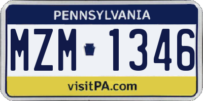 PA license plate MZM1346