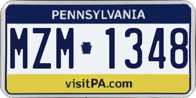 PA license plate MZM1348