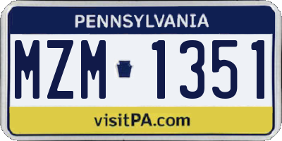 PA license plate MZM1351
