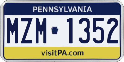 PA license plate MZM1352